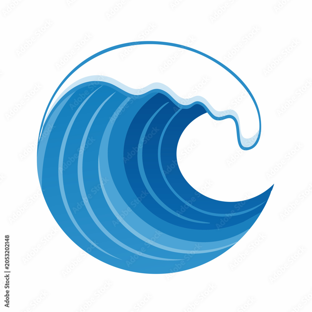 Fototapeta premium Stylized Blue Ocean Wave Icon