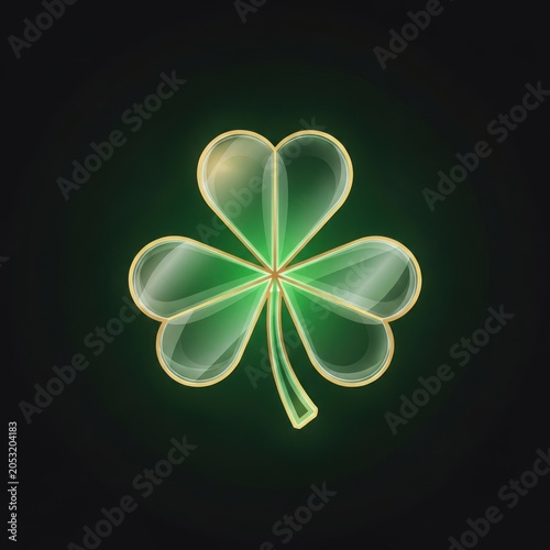 Three leaf clover illustration on a dark green background