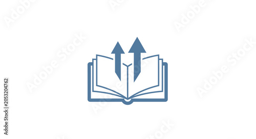 Фотография Open Book with Blue Arrows Rising.