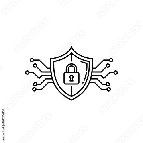Digital security shield data protection and cybersecurity illustration