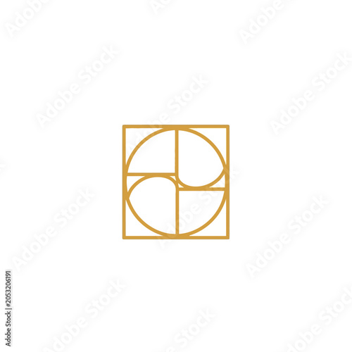 Abstract Geometric Square Design with Golden Ratio Curves