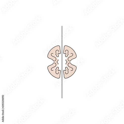 Simple Symmetrical Brain Illustration with a Vertical Mirror Axis Line