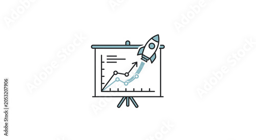 Foto Rocket Ship on Business Presentation Graph.