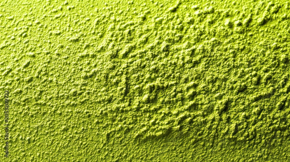 Fototapeta premium Bright lime green finely ground powder displays a pronounced, textured surface appearance.