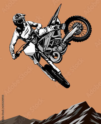 motocross high jump sport logo icon background design vector art