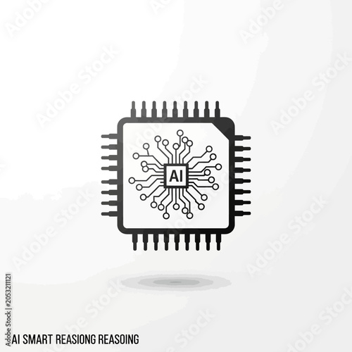 Central Processing Unit Icon Featuring Abstract Artificial Intelligence Circuitry Patterns for Digital Systems