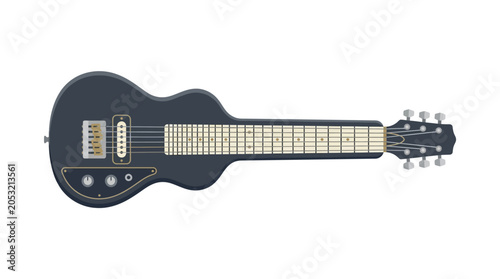Schilderij op canvas Black Electric Guitar Instrument Closeup.
