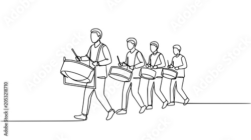 Drummers Marching Line Art