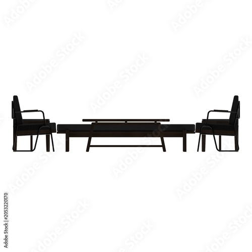 Front view of walnut living room set with sofa, chair, coffee table, and side tables highlighting refined styling.