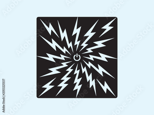 Dynamic motion details emanating from a clean square kinetic power tile icon layout