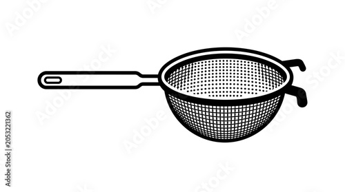 Fényképezés Black and white kitchen strainer icon on white background