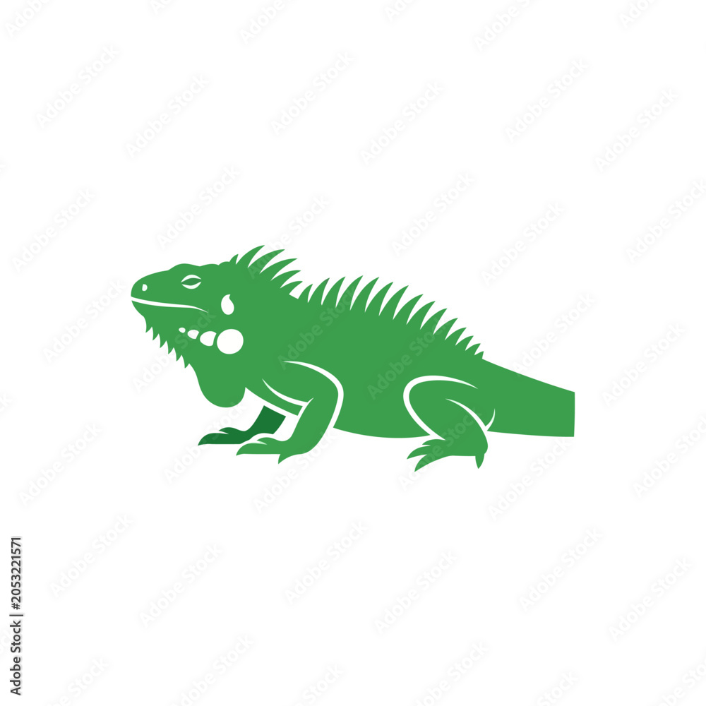 Fototapeta premium A simple green iguana lizard reptile silhouette icon isolated on white background