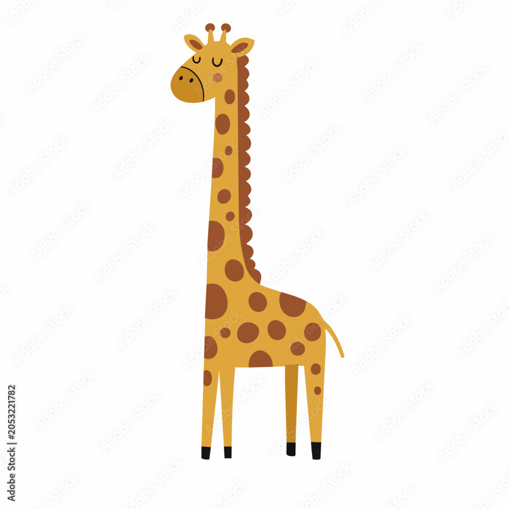 Fototapeta premium Cute Giraffe Character Illustration with Warm Earthy Colors