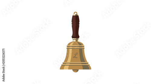 Tableau sur toile Brass Bell with Wooden Handle.