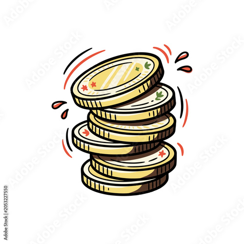 Bild auf Leinwand Coin stack wobble illustration