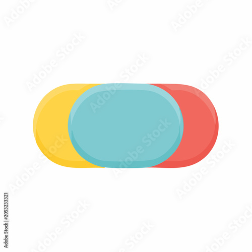 Three Overlapping Oval Shapes in Yellow, Blue, and Red