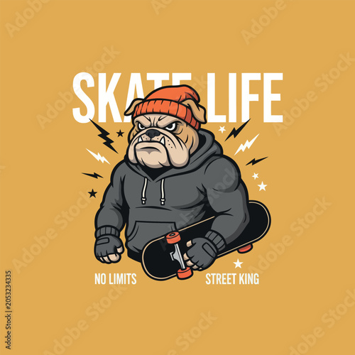 Skateboarding Bulldog T-shirt Design
