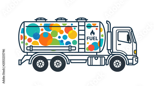 Foto Colorful Fuel Tanker Truck Vector Illustration