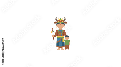 Canvas Print Illustration of Traditional Indonesian Minangkabau Mother and Child