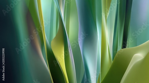Abstract Colorful Waves of Green and Blue Tones in Modern Artistic Design Composition