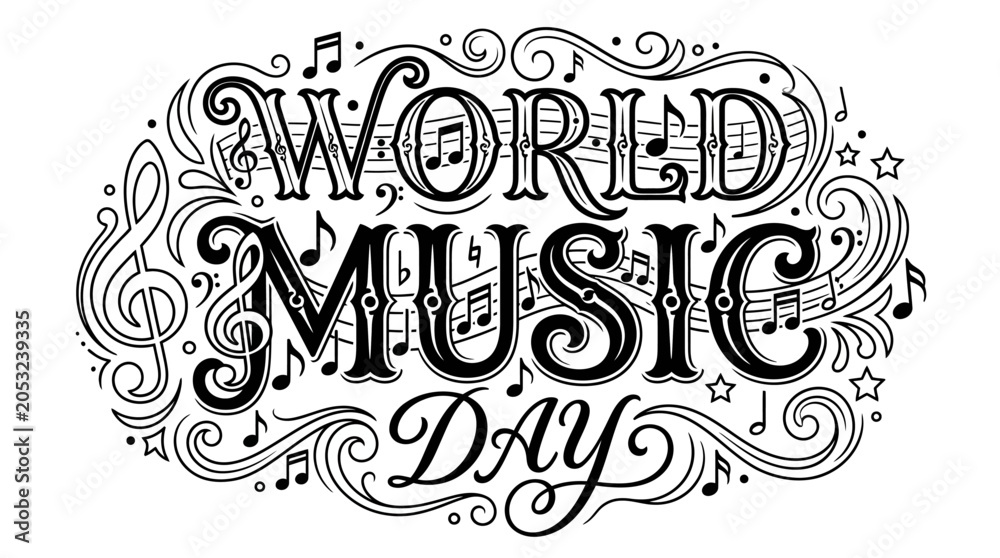 Obraz premium World Music Day Celebration with Musical Notes Design (1)