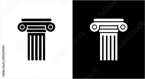 Obraz na plátne Ancient Greek Ionic Column Symbol Icon Design.