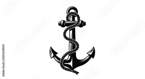 Black anchor icon with rope