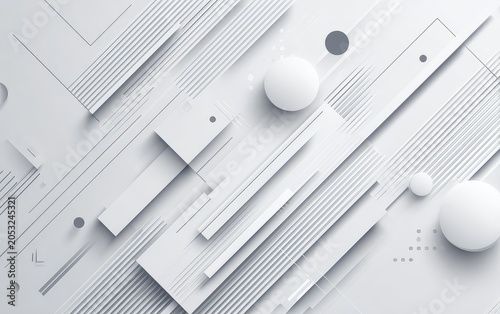 Abstract White Background With Diagonal Lines And Geometric Shapes Creating A Modern Digital Art Design With Subtle Shadows And A Clean Futuristic Aesthetic