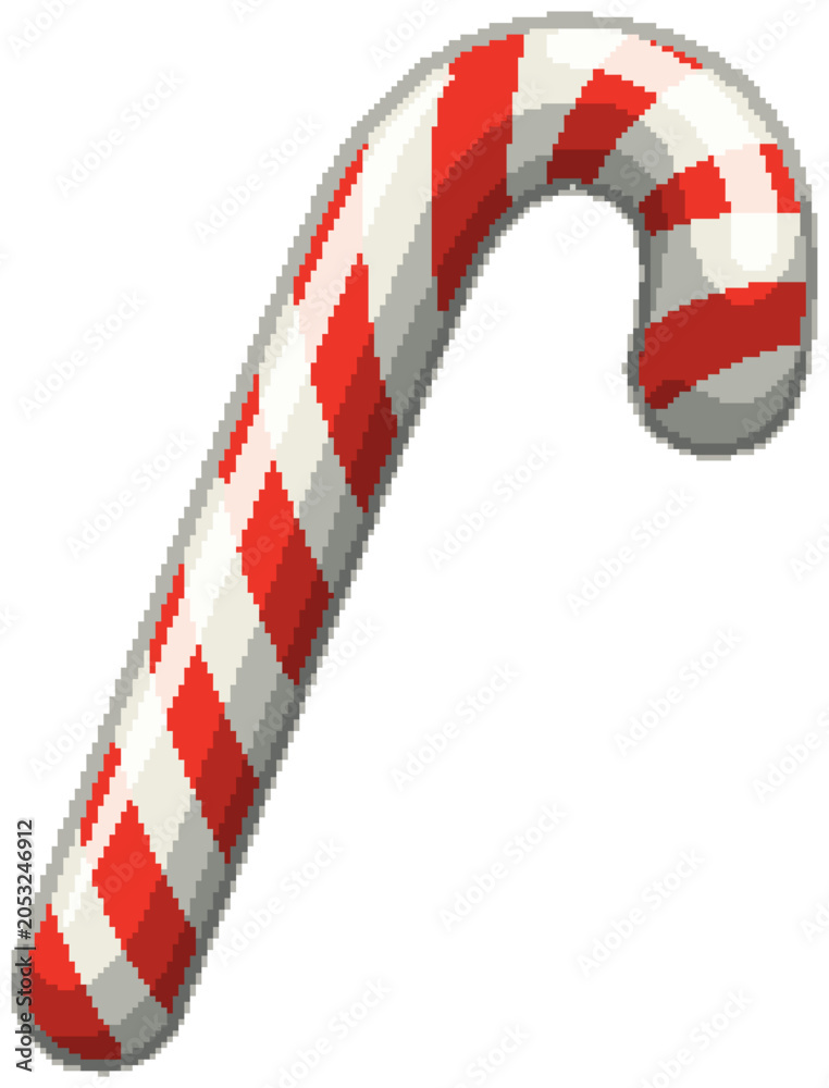 Fototapeta premium Red and White Striped Christmas Candy Cane Vector Illustration