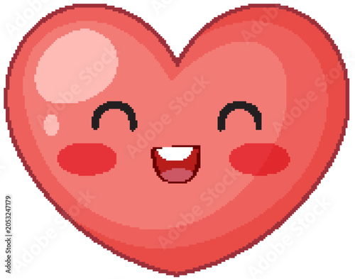 Cute Red Heart Character with Happy Smiling Face Vector Illustration