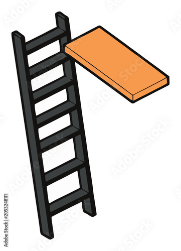 Floating Ladder Leaning Shelf Storage Illustration. Generative AI