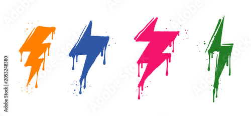 Obraz na płótnie Spray painted graffiti Electric lightning flash, Lightning bolt