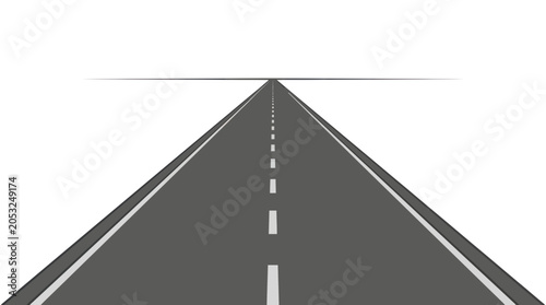 Canvastavla Endless Asphalt Road with White Lines, Vanishing Point, Towards Horizon