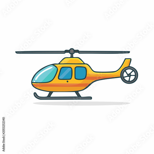 Yellow Cartoon Helicopter Illustration