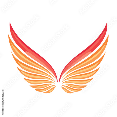 Stylized wings with red and orange gradient