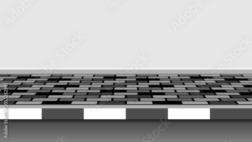 Quadro su tela Modern grey brick pavement sidewalk with curb background vector illustration