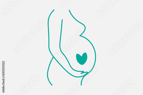 The image features a minimalist line icon in a solid teal color, set against a plain, light grey background.