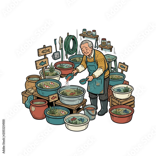 Canvastavla Fish breeder feeding ornamental