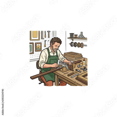 Fotografie Frame maker sizing wooden strips