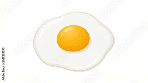 A single fried egg with a bright yellow yolk and white albumen on a clean white background, simple illustration