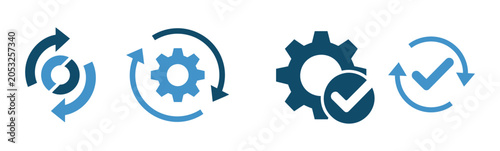 Canvas Print Sync process icons with refresh, renewal, recycling, settings, and update symbols
