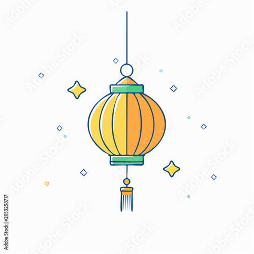 Yellow Lantern with Green Accents and Stars