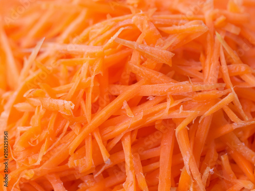 grated carrot close up view
