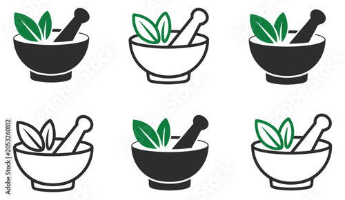 Foto Herbal icons with natural remedies, organic healing, and spa wellness concepts