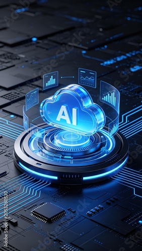 AI cloud technology on circuit board