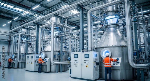 Modern Industrial Factory Plant with Automated Machinery and Technical Staff