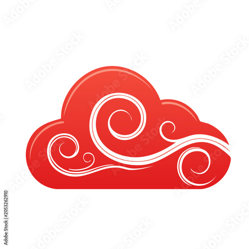 Red cloud with white swirls illustration