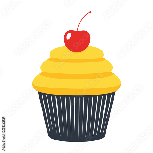 Yellow cupcake with cherry on top