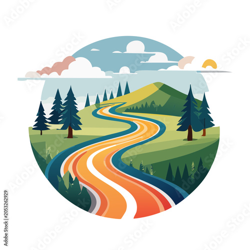 Winding Road Through Mountain Landscape