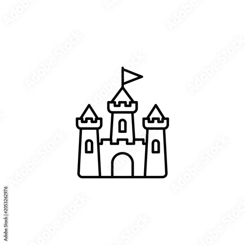 Sandcastle Icon Minimalist Monoline Vector Illustration